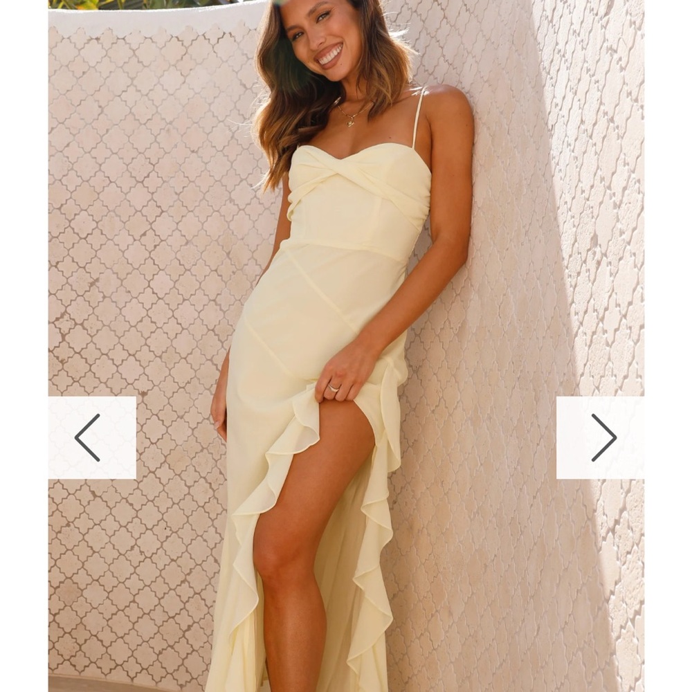 Chic Yellow Maxi Dress with Ruffle Detail